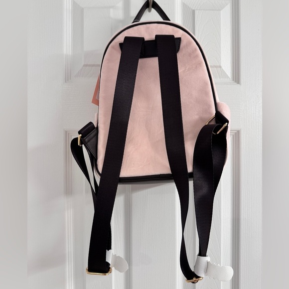 NWT Juicy Couture Mini Pink Velvet Backpack with Black Straps - Picture 7 of 12